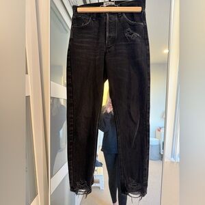 Agolde Women's Black Distressed Straight Leg Jeans